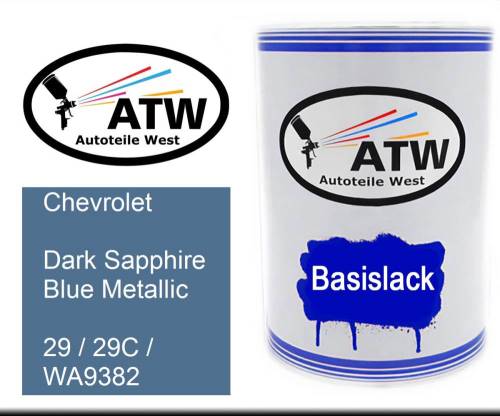 Chevrolet, Dark Sapphire Blue Metallic, 29 / 29C / WA9382: 500ml Lackdose, von ATW Autoteile West.